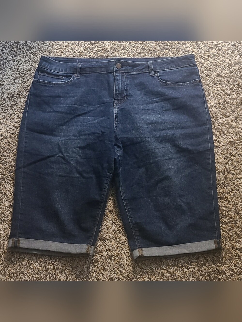 New York & Company Dark Blue Denim Bermuda Shorts